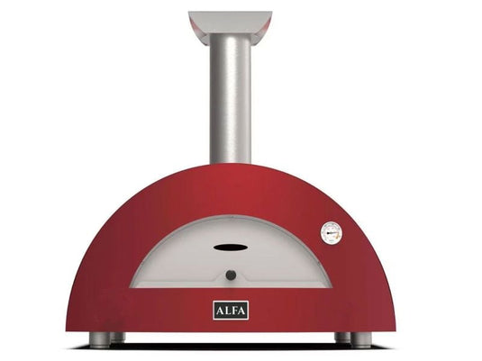Alfa Moderno 3 Pizze 43-inch wood fired pizza oven in ruby red outdoor oven