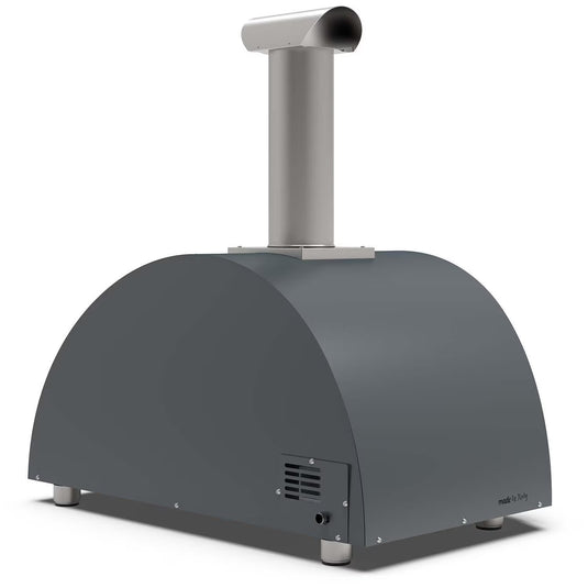 Alfa Moderno 3 Pizze gas pizza oven in anthracite grey countertop outdoor pizza oven
