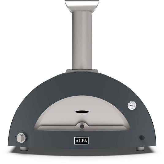 Alfa Moderno 3 Pizze gas pizza oven in anthracite grey countertop outdoor pizza oven