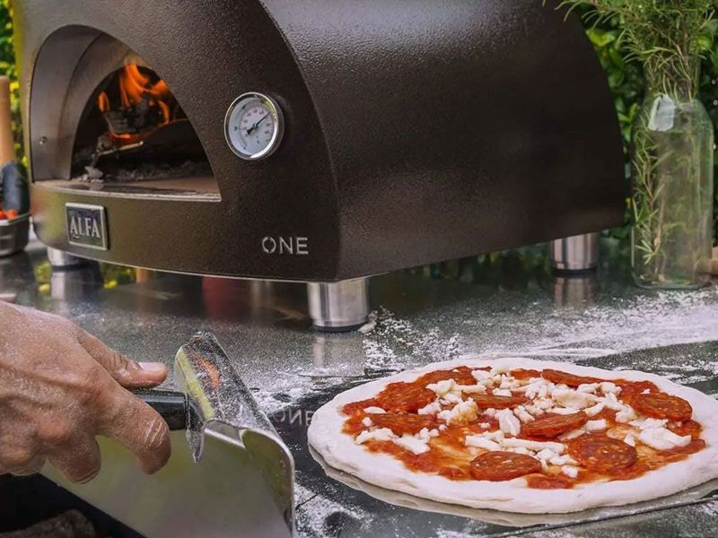 Load image into Gallery viewer, Alfa Nano 1 Pizze 23 inch countertop wood fired pizza oven in copper compact outdoor pizza oven
