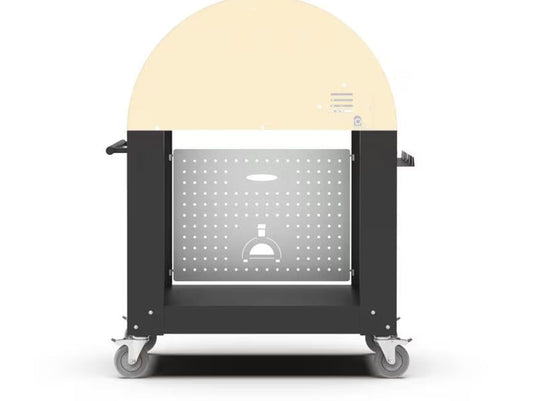 Alfa Oven Base for 2 Pizze in wrinkle black with locking caster wheels and built-in peel holder