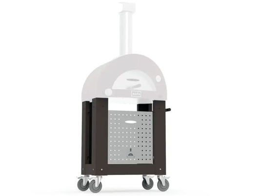 Alfa Pizza Oven Base for Nano black pizza oven cart with swivel casters and concealed storage panel