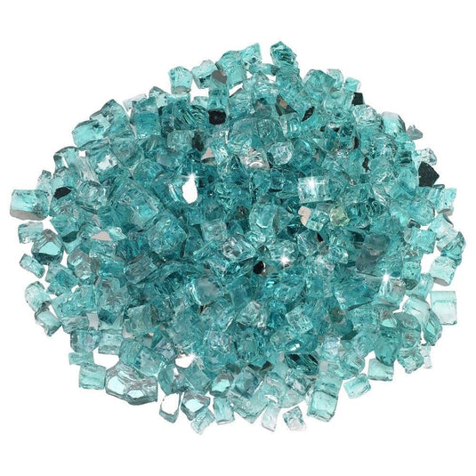 American Fire Products 1/2 inch Azuria reflective fire glass with crystal blue mirror finish for fire pits and fireplaces