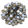 Load image into Gallery viewer, American Fire Products 1/2 inch Bronze Luster 2.0 Fire Glass Cubes creating a sparkling crystal-like flame reflection in a modern fire pit

