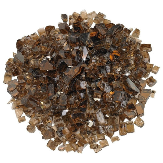 American Fire Products 1/2 inch Copper reflective fire glass with warm copper mirror finish for outdoor fire pits and fireplaces