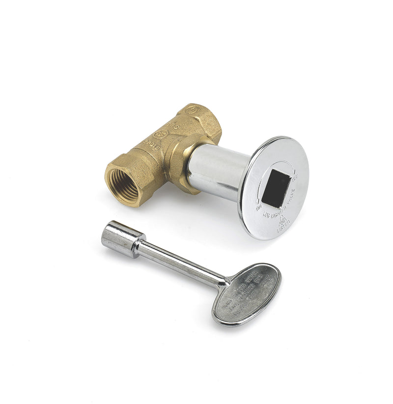 Load image into Gallery viewer, American Fire Products 1/2 inch chrome key valve with chrome cover plate and gas key
