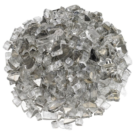 American Fire Products 1/2 inch StarFire reflective fire glass with clear crystal mirror finish for fire pits and fireplaces
