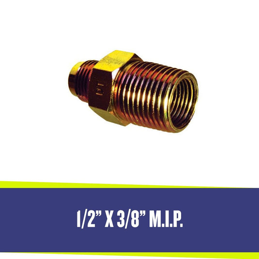 American Fire Products 1/2 inch x 3/8 inch MIP fitting for gas line connections in fire pit and fireplace systems