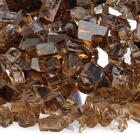 American Fire Products 1/4 inch Copper reflective fire glass pieces with rich amber reflective finish for gas fire features