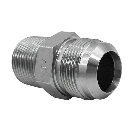 American Fire Products 1 inch flare x 3/4 inch MIP steel coupling tapped at 1/2 inch FIP for multiple configurations