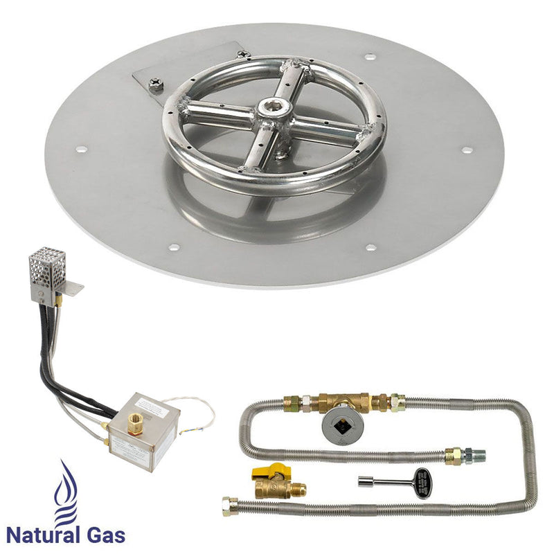 Load image into Gallery viewer, Alt Text:
American Fire Products 12 Inch Round Stainless Steel Flat Pan with AWEIS Electronic Ignition System and 6 Inch Ring Burner for Natural Gas Fire Pits
