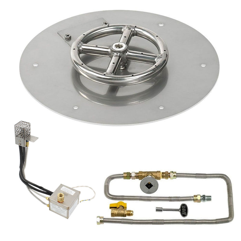 Load image into Gallery viewer, Alt Text:
American Fire Products 12 Inch Round Stainless Steel Flat Pan with AWEIS Electronic Ignition System and 6 Inch Ring Burner for Natural Gas Fire Pits
