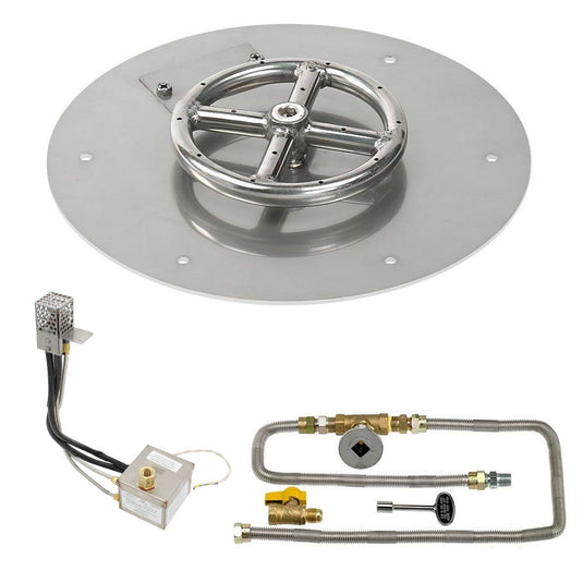 Alt Text:
American Fire Products 12 Inch Round Stainless Steel Flat Pan with AWEIS Electronic Ignition System and 6 Inch Ring Burner for Natural Gas Fire Pits