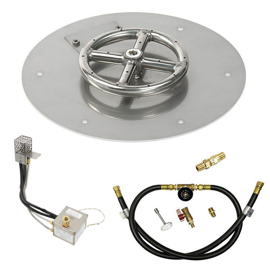 Alt Text:
American Fire Products 12 Inch Round Stainless Steel Flat Pan with AWEIS Electronic Ignition System and 6 Inch Ring Burner for Whole House Propane Fire Pits