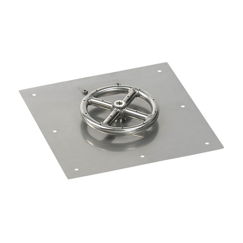 Load image into Gallery viewer, American Fire Products 12 inch square stainless steel flat fire pit pan with 6 inch stainless steel fire pit ring burner
