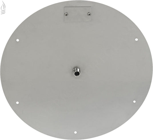 Top view of the American Fire Products 18 inch stainless steel round flat fire pit pan showing handcrafted 304 stainless steel construction