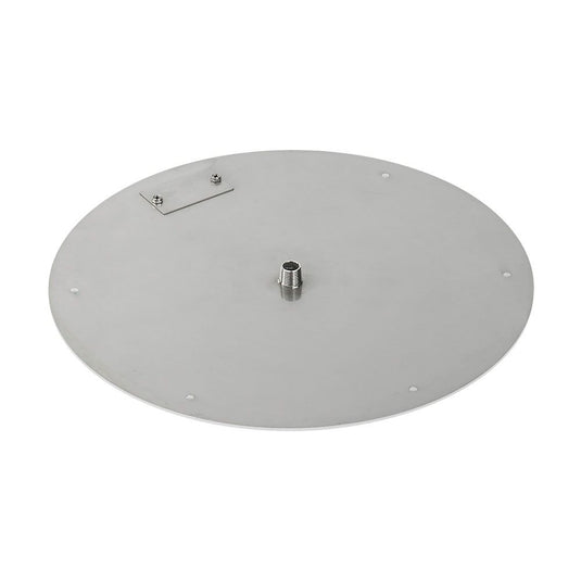 Top view of the American Fire Products 18 inch stainless steel round flat fire pit pan showing handcrafted 304 stainless steel construction