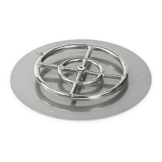 American Fire Products 18 inch stainless steel round flat fire pit pan with included 12 inch fire ring burner