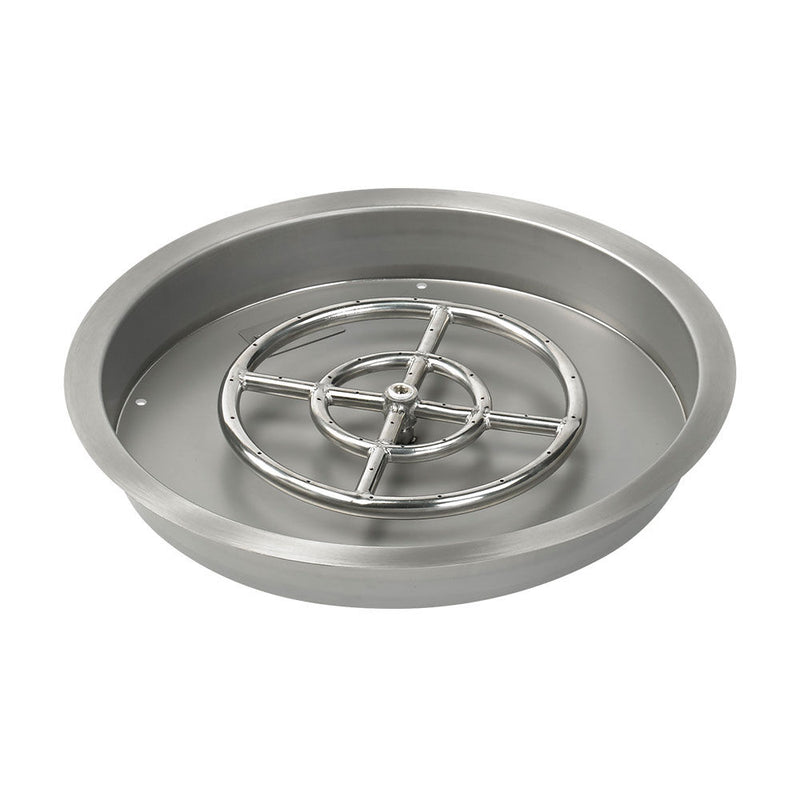 Load image into Gallery viewer, American Fire Products 19 inch round drop-in fire pit pan with 12 inch stainless steel fire pit ring burner for propane fire pit ignition kit
