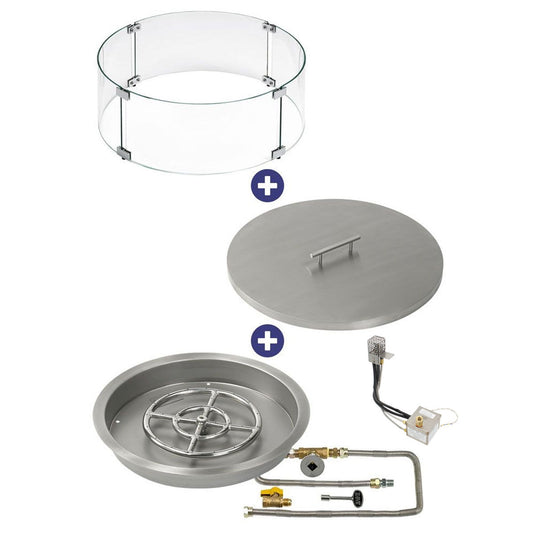 American Fire Products 19" Round Drop-In Pan with AWEIS System (12 Fire Pit Ring) - Natural Gas Bundle