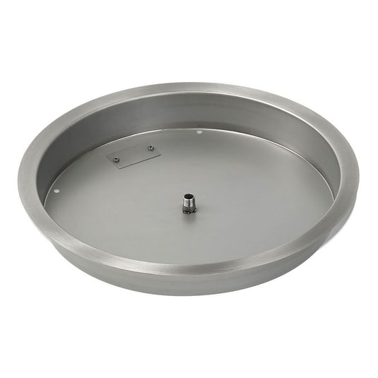 Top view of the American Fire Products 19 inch stainless steel round drop-in fire pit pan showing handcrafted 304 stainless steel construction