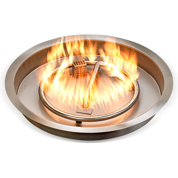 Load image into Gallery viewer, American Fire Products 19 inch round stainless steel fire pit pan CSA certified electric ignition system with flames for outdoor fire features
