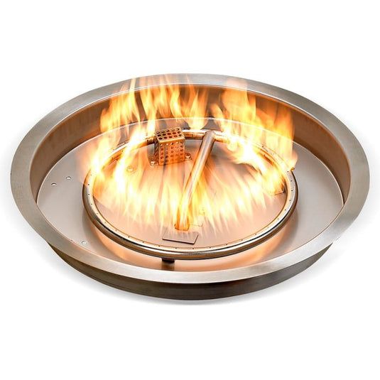 American Fire Products 19 inch round stainless steel fire pit pan CSA certified electric ignition system with flames for outdoor fire features