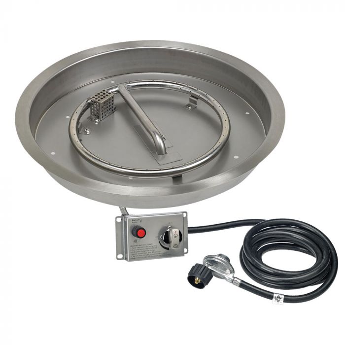 Load image into Gallery viewer, 19 inch round stainless steel drop-in fire pit pan with electric ignition system kit CSA certified by American Fire Products
