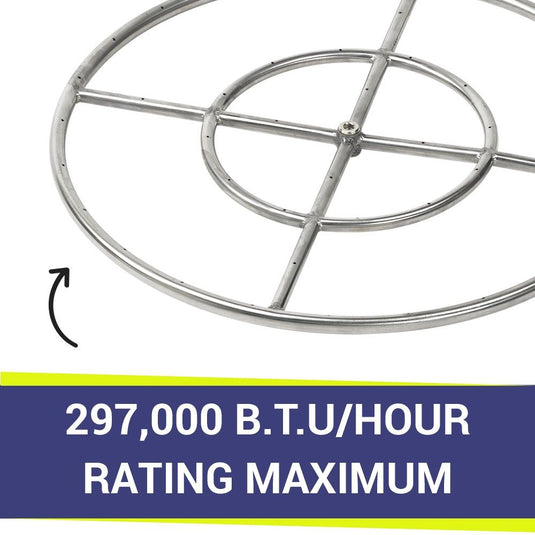 American Fire Products 24 inch double-ring stainless steel fire pit burner with up to 297,000 BTU/hour maximum heat output
