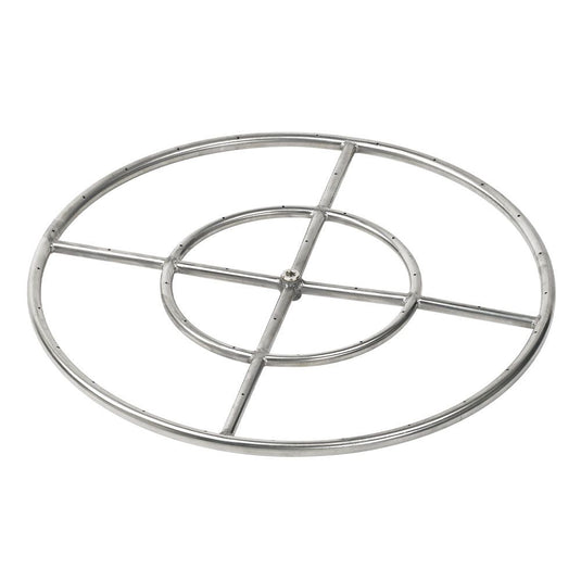 American Fire Products 24 inch double-ring stainless steel fire pit burner with 1/2 inch center inlet