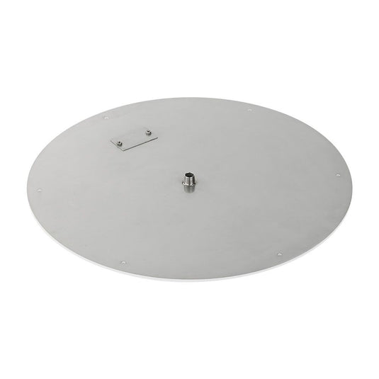 Top view of the American Fire Products 24 inch stainless steel round flat fire pit pan showing handcrafted 304 stainless steel construction