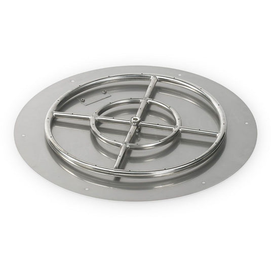 American Fire Products 24 inch stainless steel round flat fire pit pan with included 18 inch fire ring burner