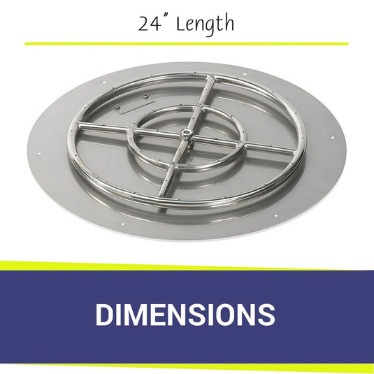 Dimensions of American Fire Products 24 Inch Round Stainless Steel Flat Burner Pan with 18 Inch Stainless Steel Ring Burner