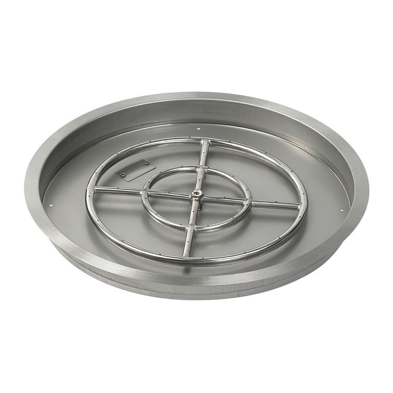 Load image into Gallery viewer, American Fire Products 25 inch round drop-in fire pit pan with 18 inch stainless steel fire pit ring burner for propane fire pit ignition kit
