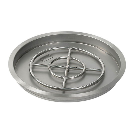 American Fire Products 25 inch round drop-in fire pit pan with 18 inch stainless steel fire pit ring burner
