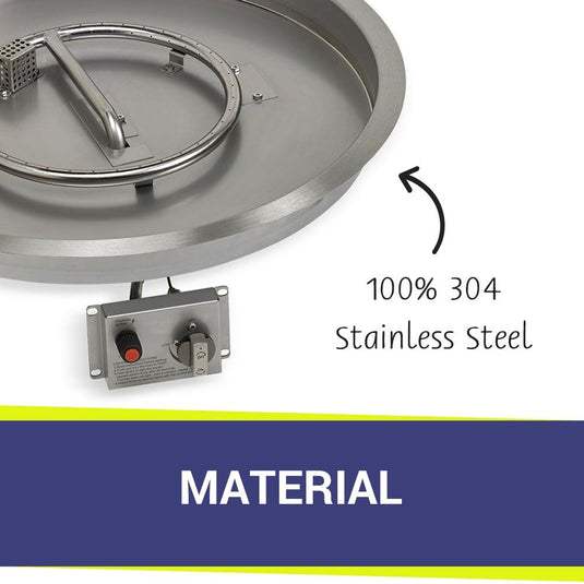 American Fire Products 25 inch round stainless steel drop-in fire pit pan made from durable 304 stainless steel material for outdoor fire features