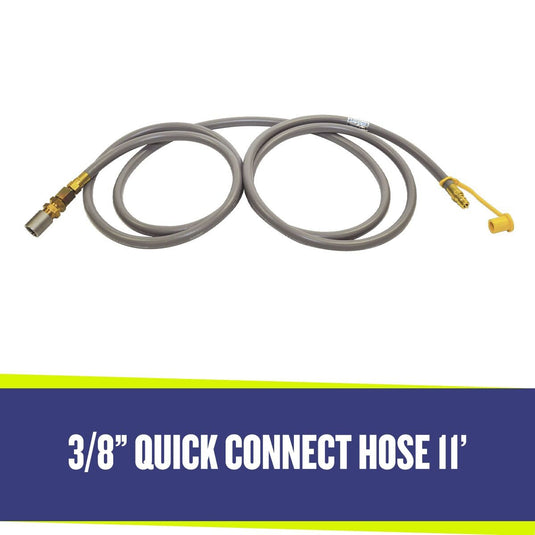 American Fire Products 3/8 inch quick connect hose 11 foot gas line for fire pit and fireplace propane installation systems