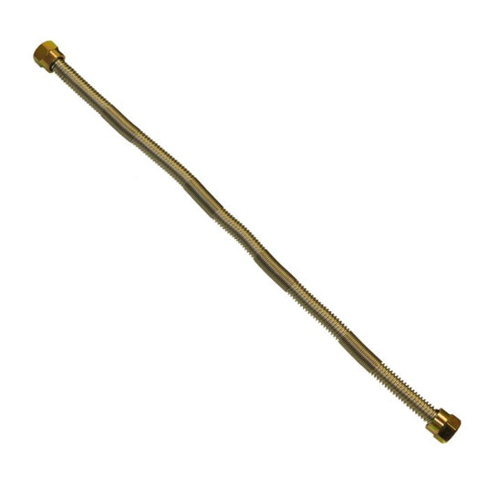 American Fire Products 3/8 inch stainless steel Quiet Flex gas line with 3/8 inch OD tubing and flare nuts available in multiple lengths 10 to 34 inches
