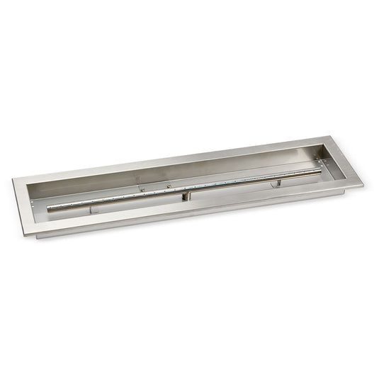 American Fire Products 30 inch by 6 inch stainless steel linear drop-in fire pit pan with built-in T-burner