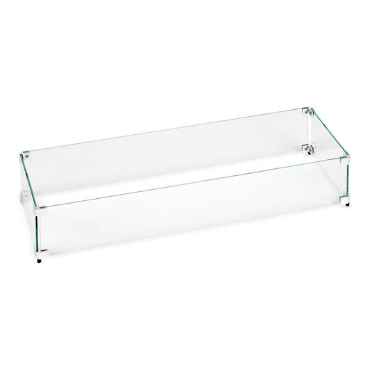 American Fire Products 30 inch linear glass flame guard for drop-in fire pit pan with clear tempered glass panels