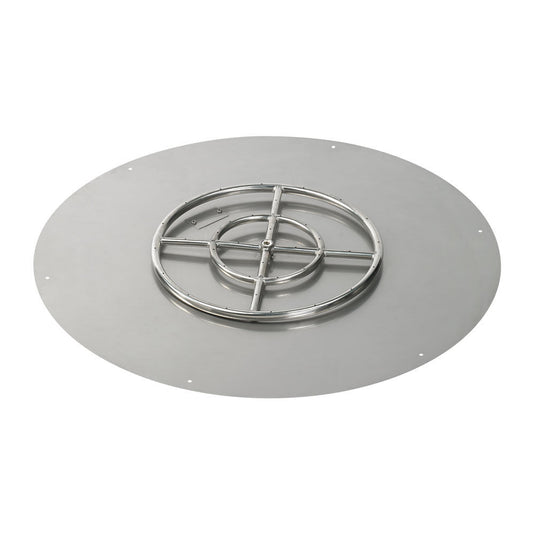 American Fire Products 30 inch round flat fire pit pan with 18 inch stainless steel ring burner for outdoor gas fire pit system