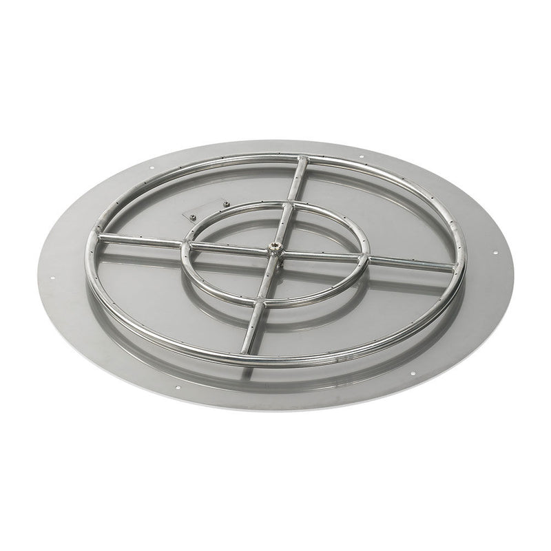 Load image into Gallery viewer, American Fire Products 30 inch round flat fire pit pan with 24 inch stainless steel ring burner for outdoor gas fire pit system
