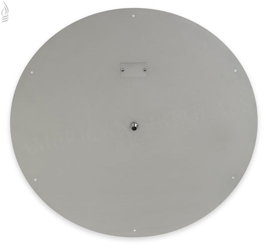 Top view of the American Fire Products 30 inch stainless steel round flat fire pit pan showing handcrafted 304 stainless steel construction