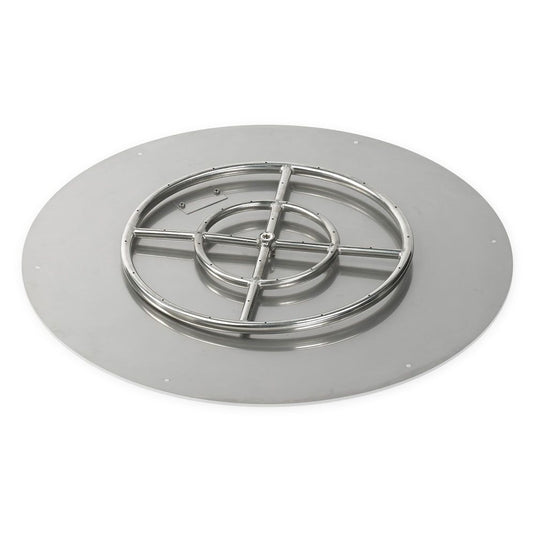 American Fire Products 30 inch stainless steel round flat fire pit pan with included 18 inch fire ring burner