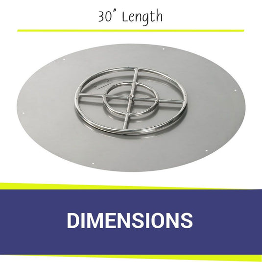 Dimensions of American Fire Products 30 Inch Round Stainless Steel Flat Burner Pan with 18 Inch Stainless Steel Ring Burner