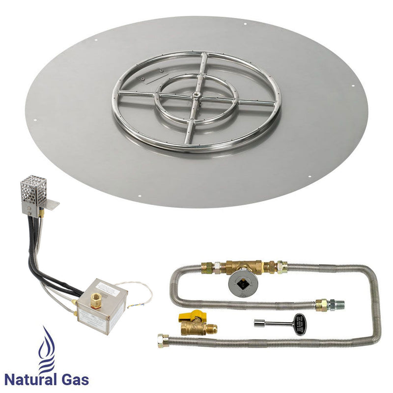 Load image into Gallery viewer, American Fire Products 30 Inch Round Stainless Steel Flat Pan with AWEIS Electronic Ignition System and 18 Inch Ring Burner for Natural Gas Fire Pits
