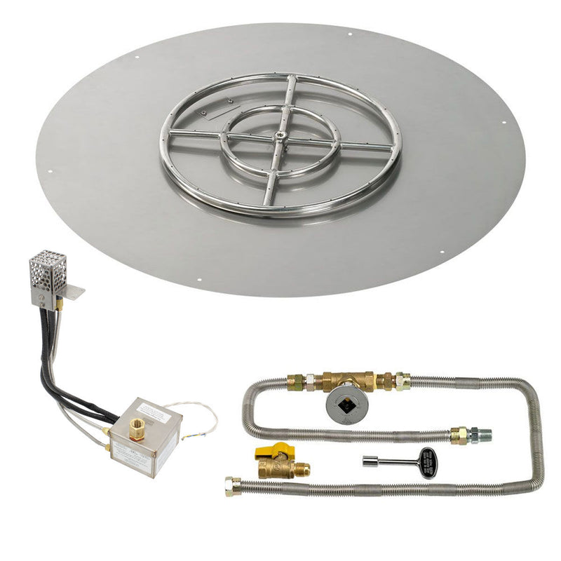 Load image into Gallery viewer, American Fire Products 30 Inch Round Stainless Steel Flat Pan with AWEIS Electronic Ignition System and 18 Inch Ring Burner for Natural Gas Fire Pits
