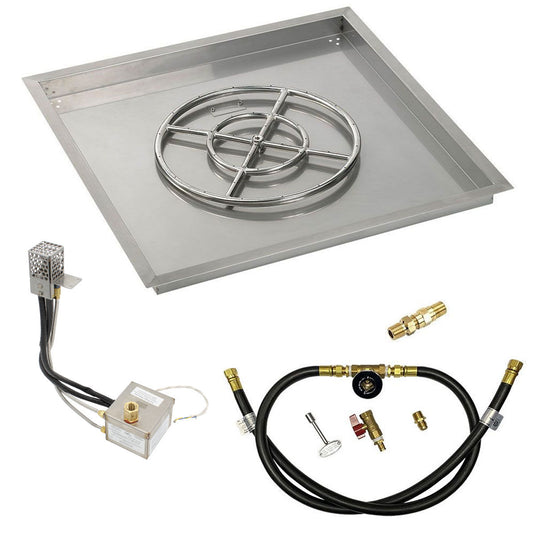 American Fire Products 30" Square Stainless Steel Drop-In Pan with AWEIS System (18" Ring) - Natural Gas