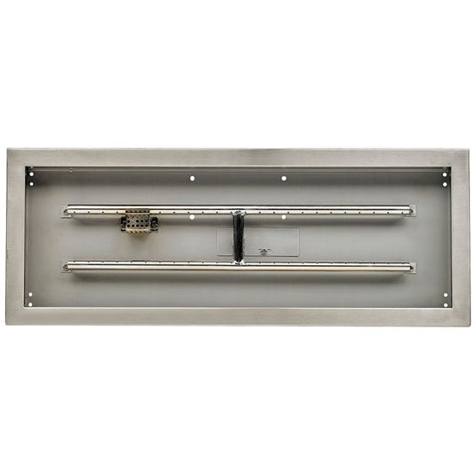 American Fire Products 30 x 10 Inch Stainless Steel Rectangular Drop-In Fire Pit Pan for Custom Outdoor Gas Fire Pit Installations