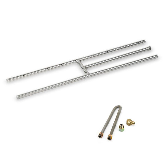 American Fire Products 30 inch x 6 inch stainless steel H-style burner for natural gas fire pits and fireplaces